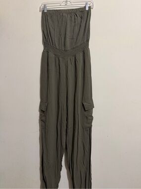 Justice Olive Green Strapless Cargo Romper